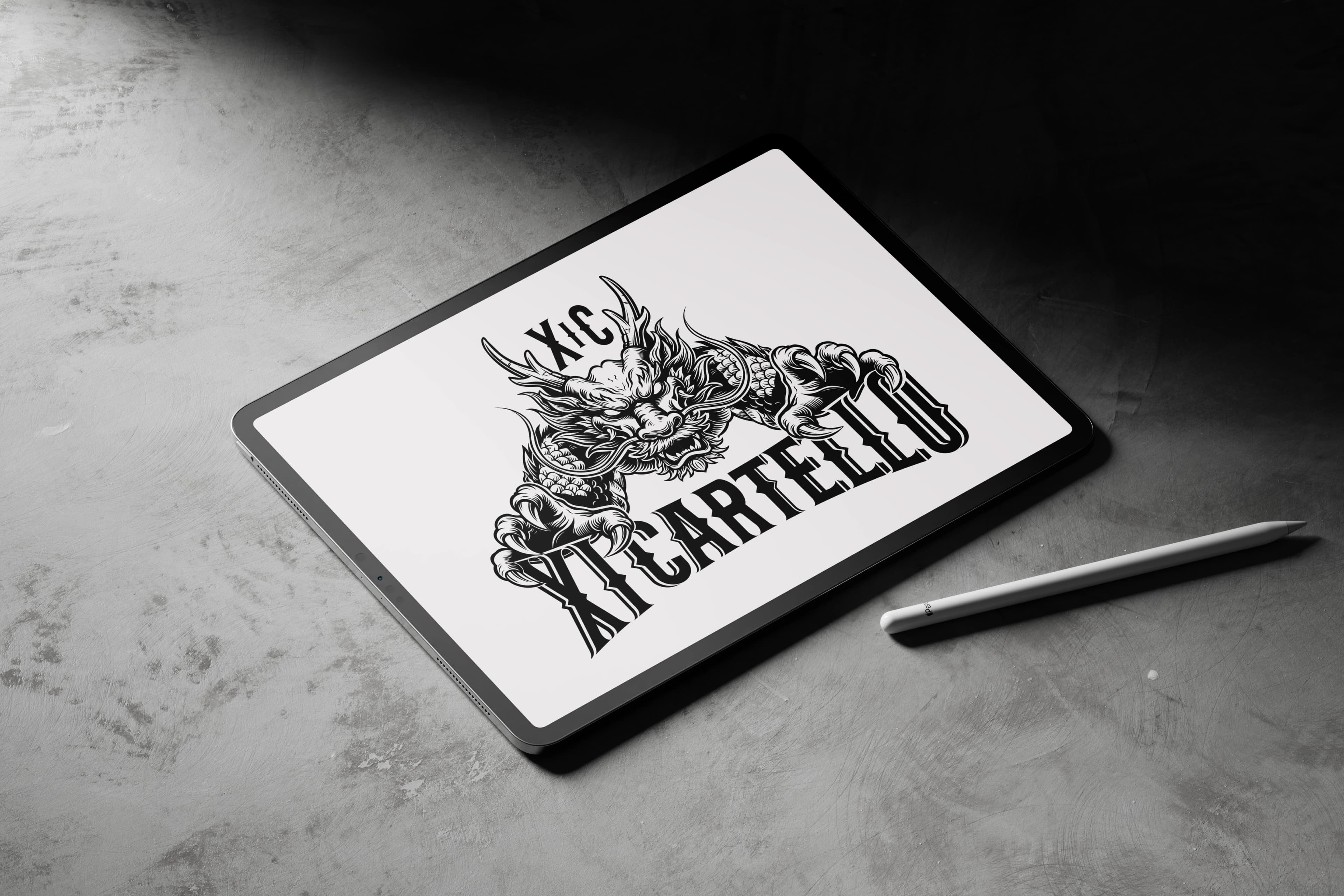 XI Cartello — логотип на планшете